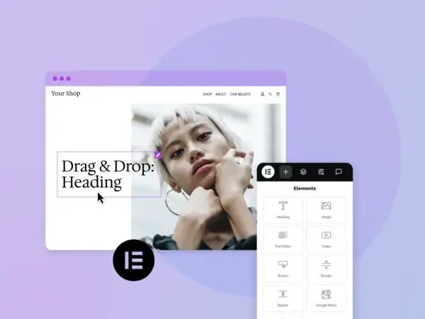 Elementor para WordPress: crea tu web arrastrando y soltando elementos como títulos e imágenes.